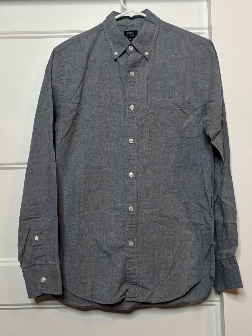 J. Crew Factory Heathered Cotton Grey Button Up Dress Shirt